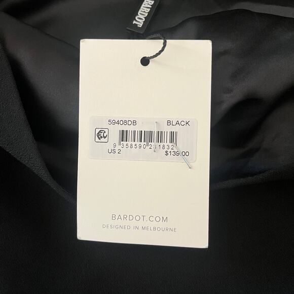 Bardot Lelita Ruched Asymmetrical Neck Mini Dress Black Size XS - Picture 9 of 9